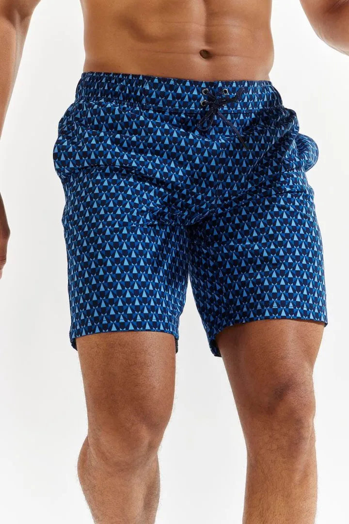 Coolibar Mens Swim Trunk Deep Sea Geo