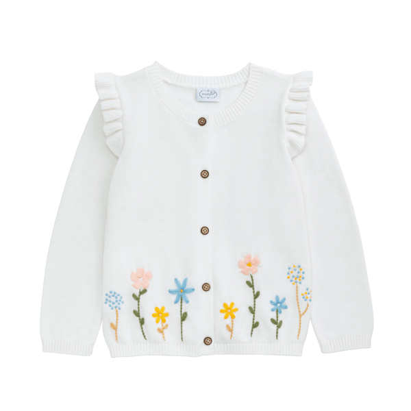Mud Pie Ivory Floral Cardigan