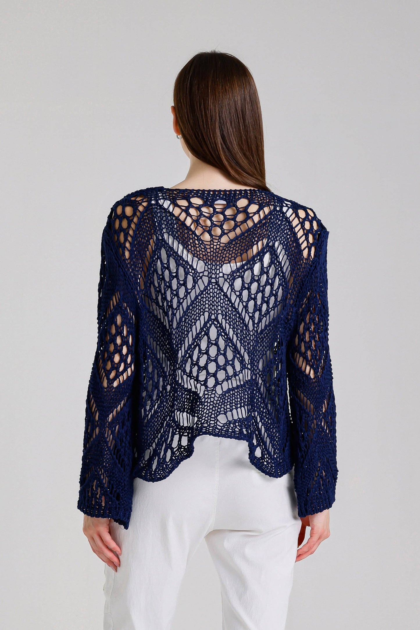 Kandra Open Knit Tie Front Bolero (CLS303)
