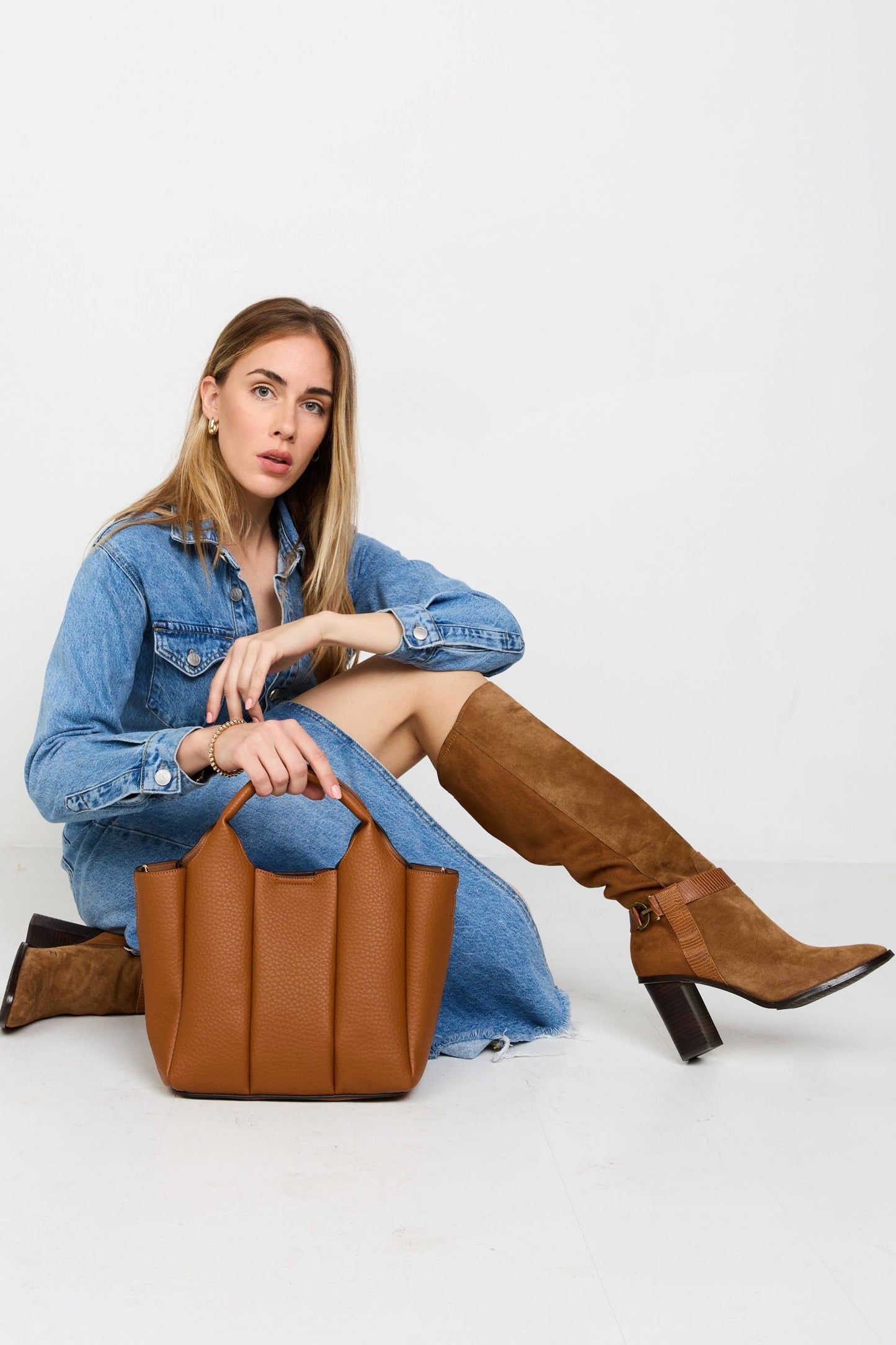 Jen & Co M2597 Maddox Paneled Satchel w/ Long Strap