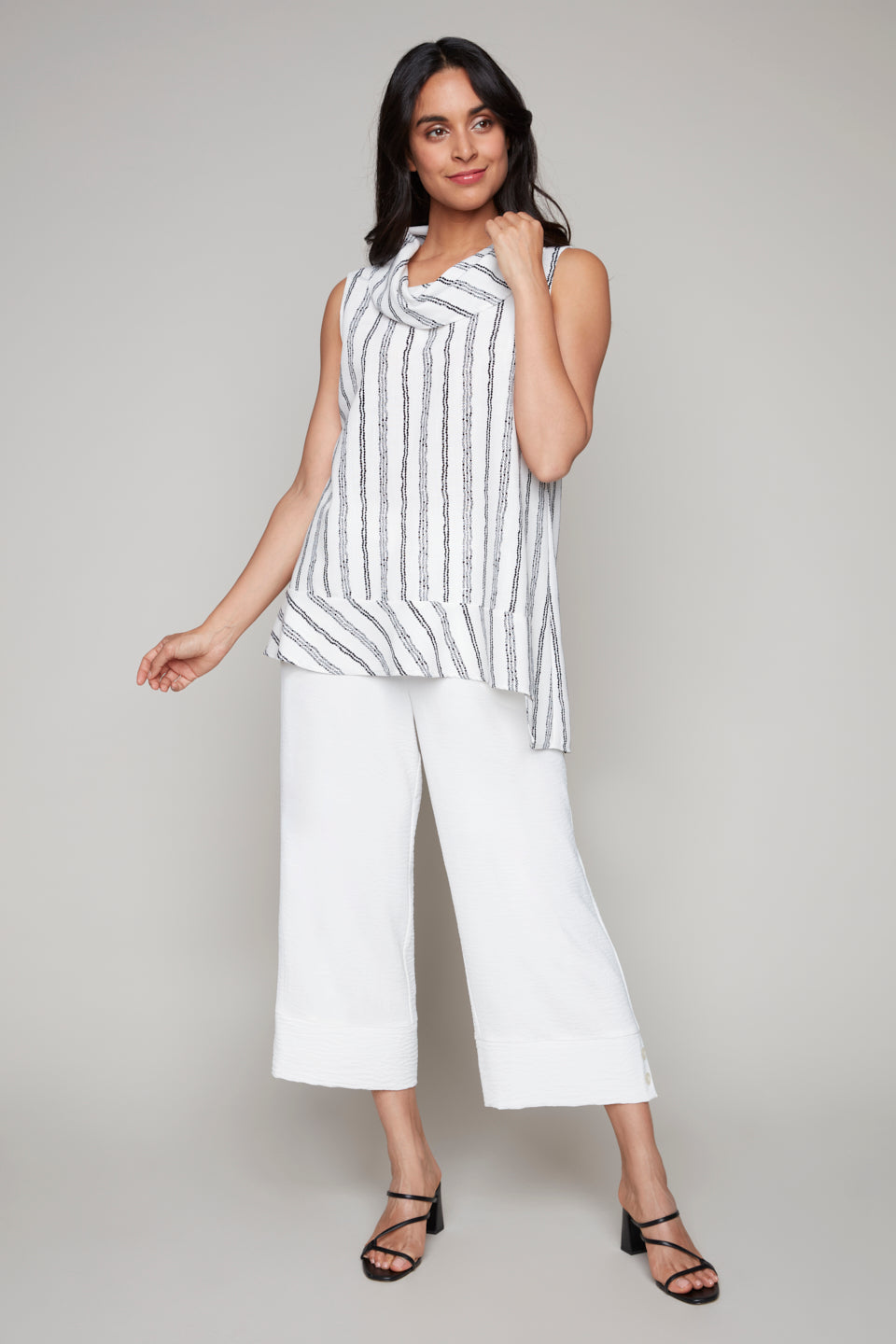 Compli K Black and White Sleeveless Cowl