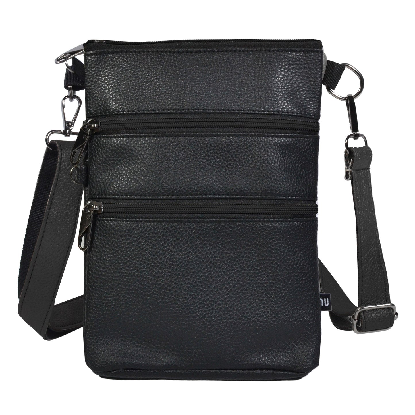 Calla NuPouch 3 Zipper Cross Body Vegan Leather