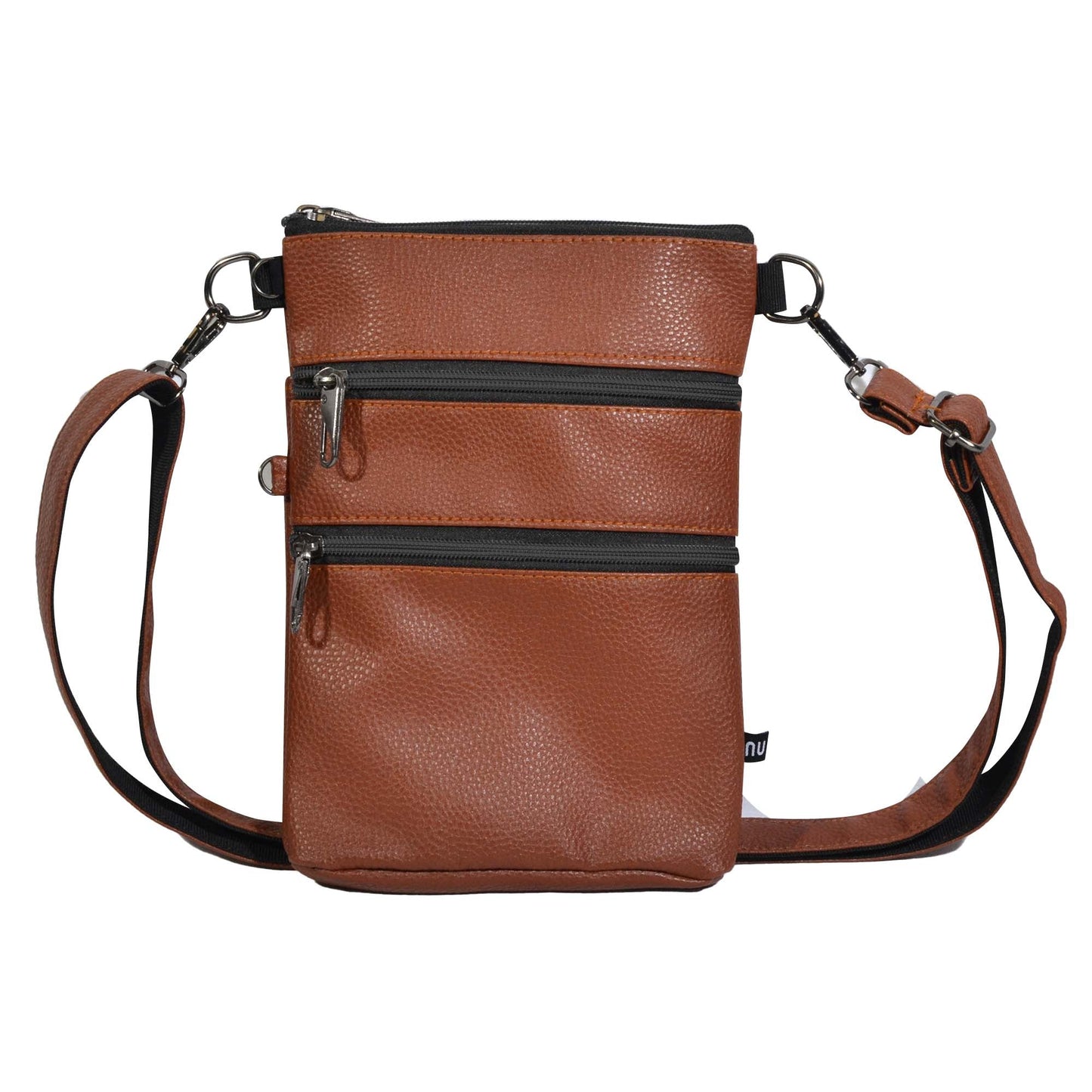 Calla NuPouch 3 Zipper Cross Body Vegan Leather