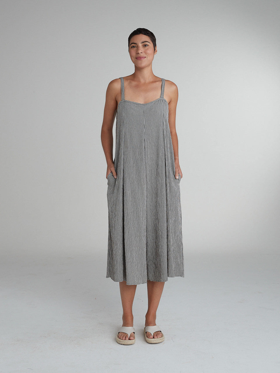 Cut loose Crinkle Check Jumpsuit