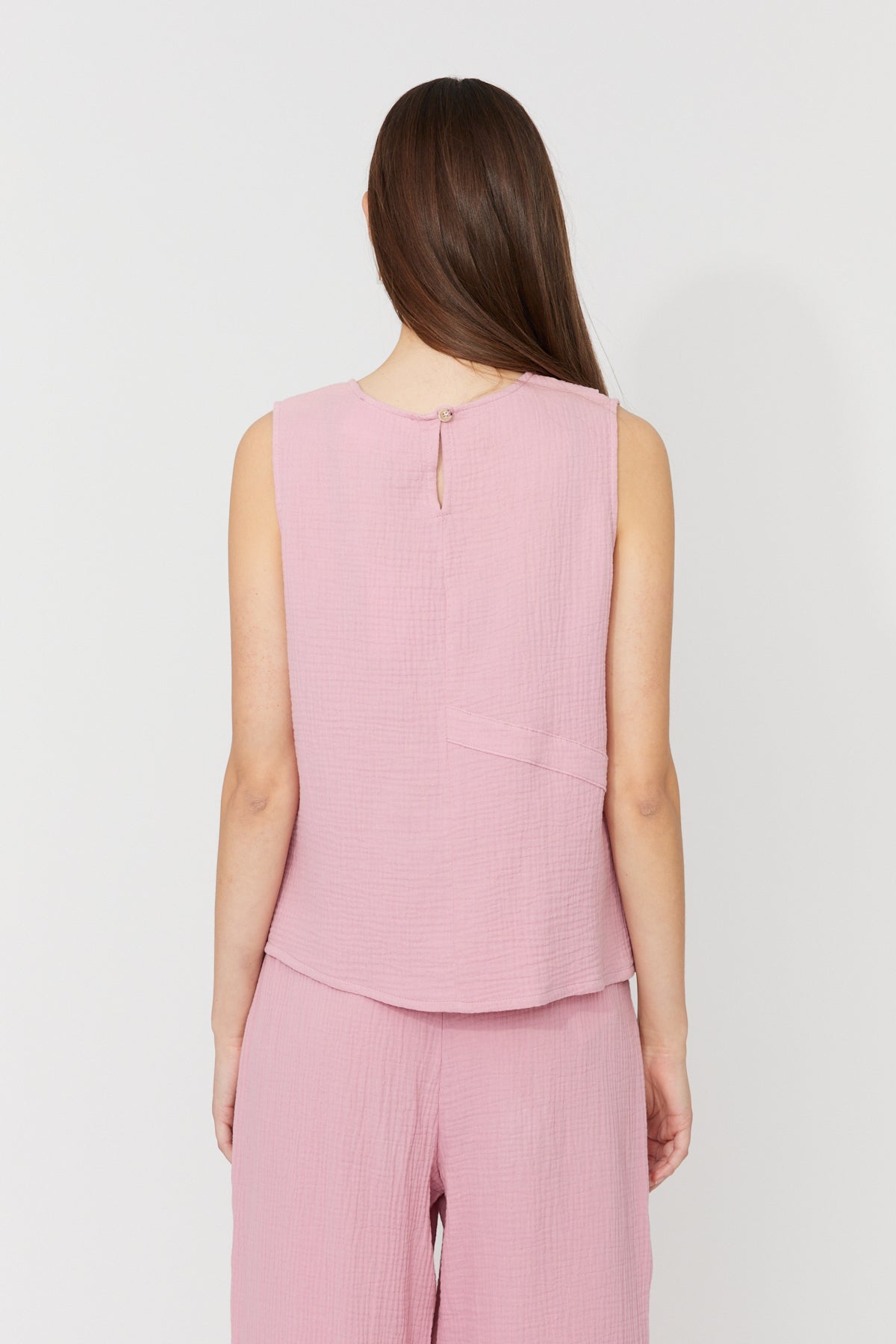 Compli K Pink Gauze Sleeveless Tank