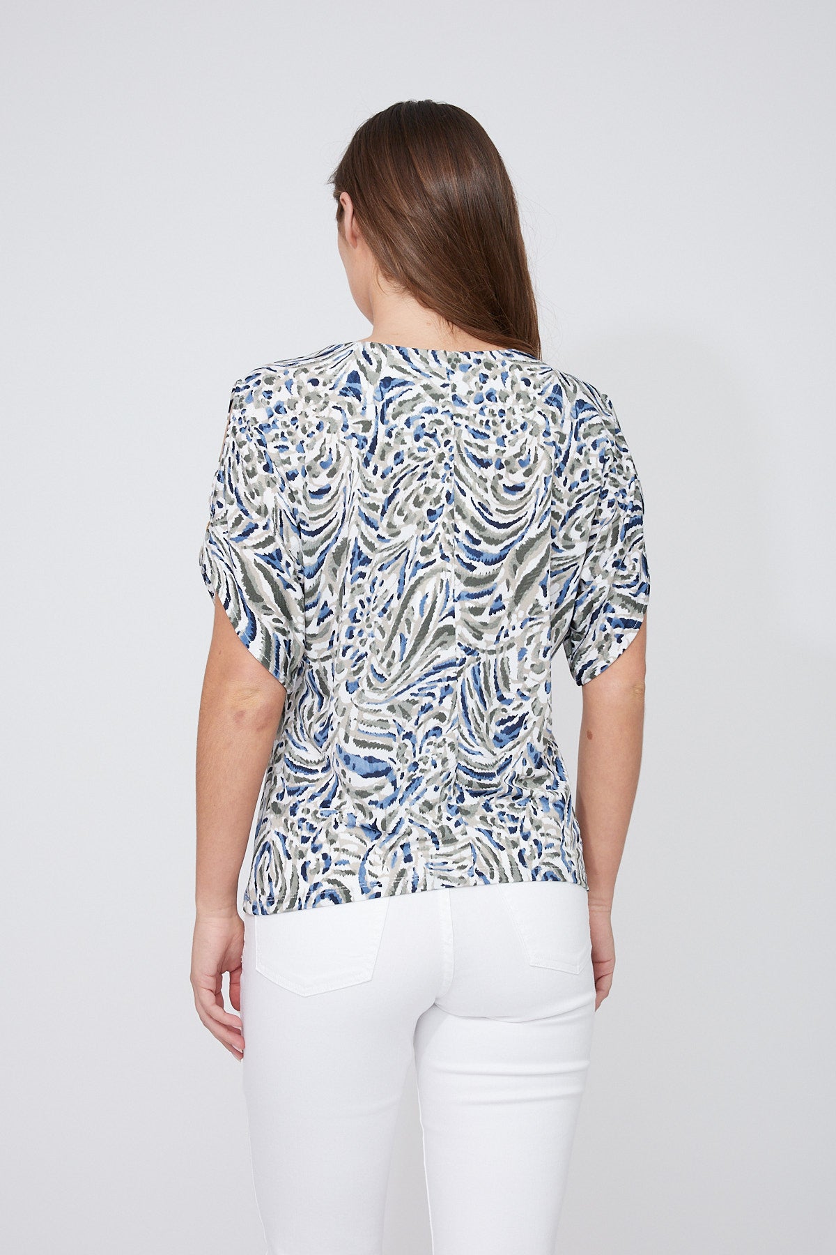 Compli K Open Shoulder Abstract Blouse