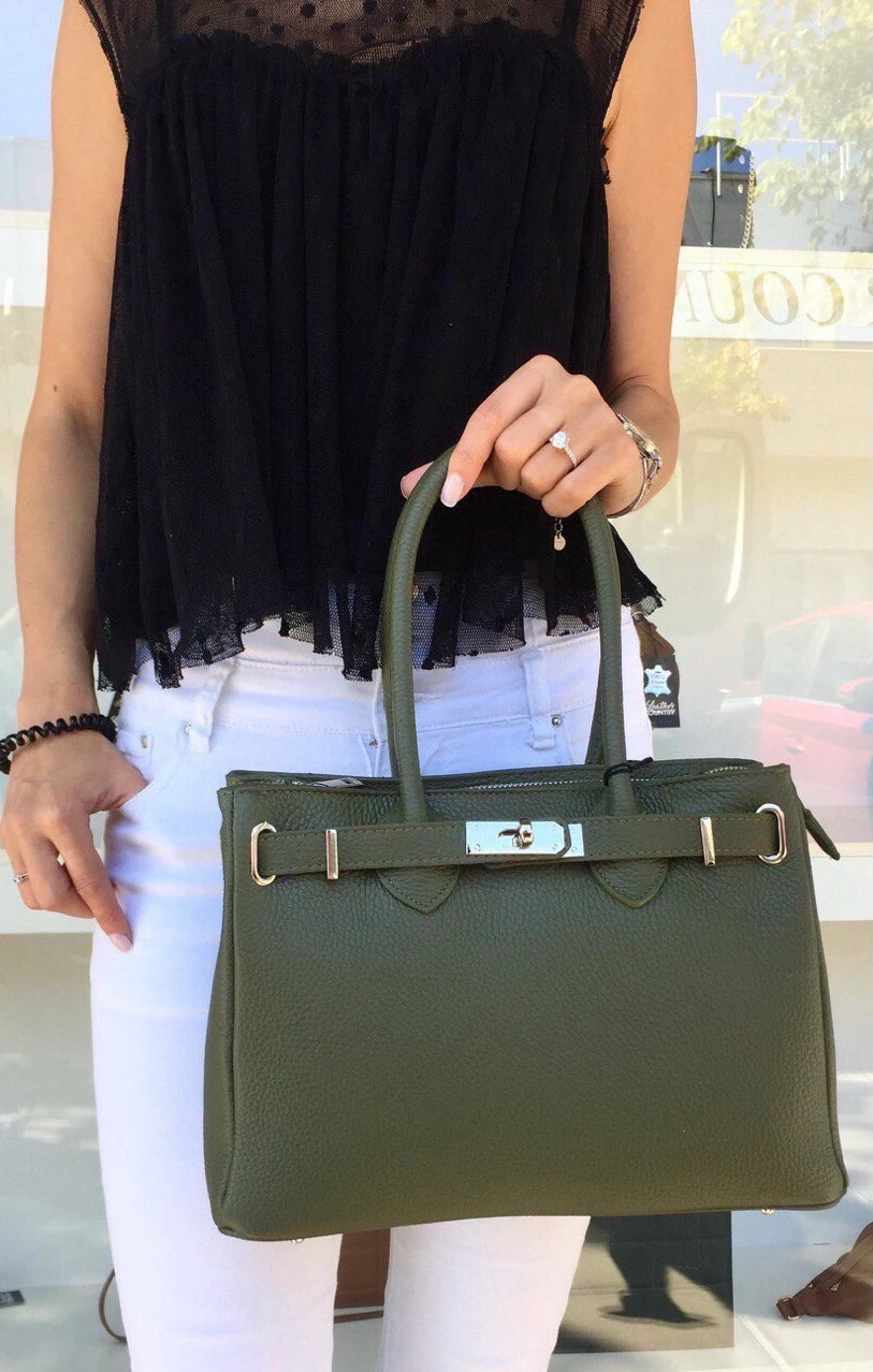 JiJou Capri Leather Structured Handbag