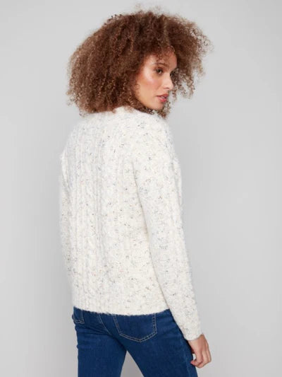 Charlie B Notch Neck Flec Yarn in Ecru