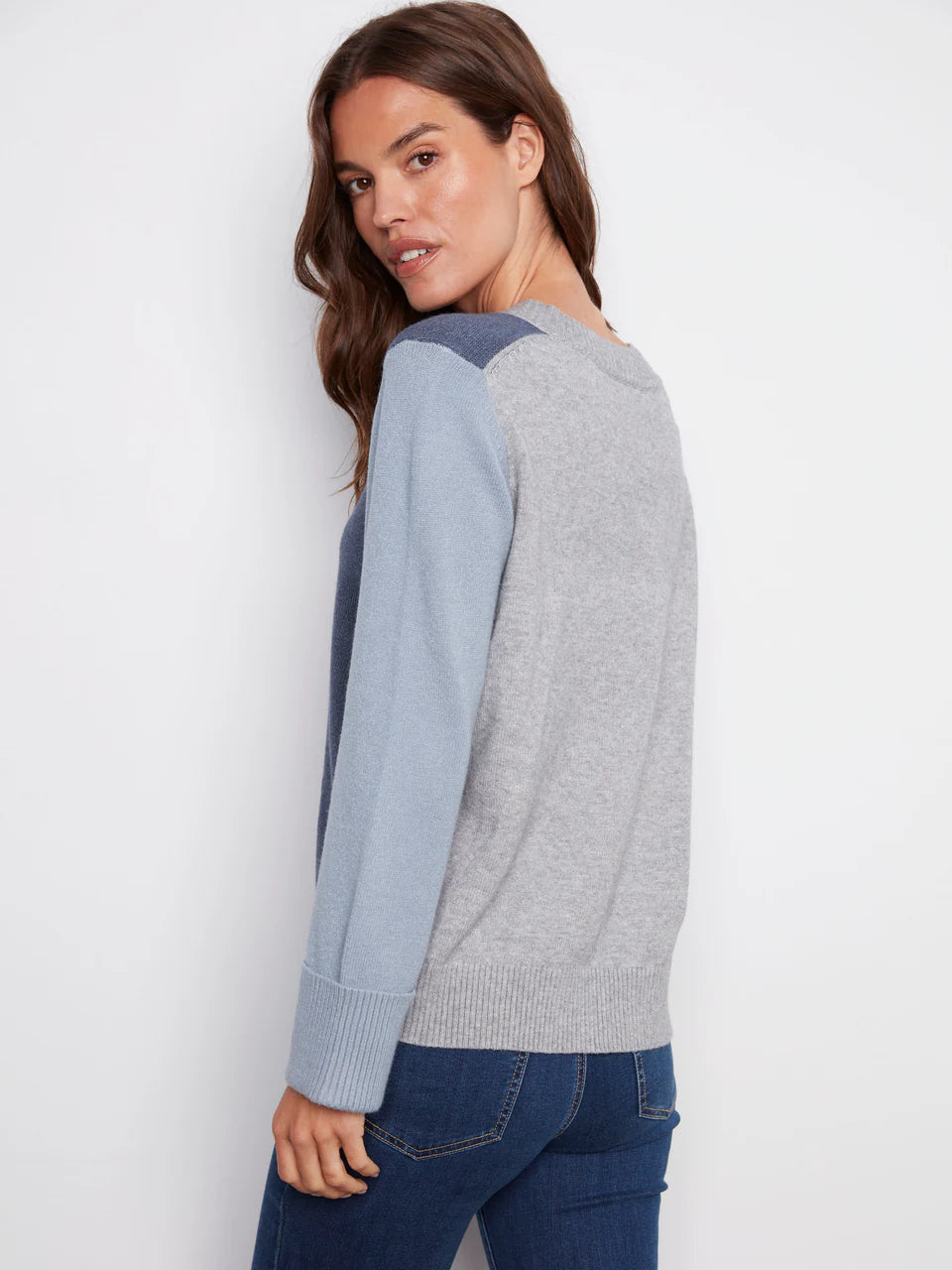 Charlie B Colorblock V-Neck Sweater