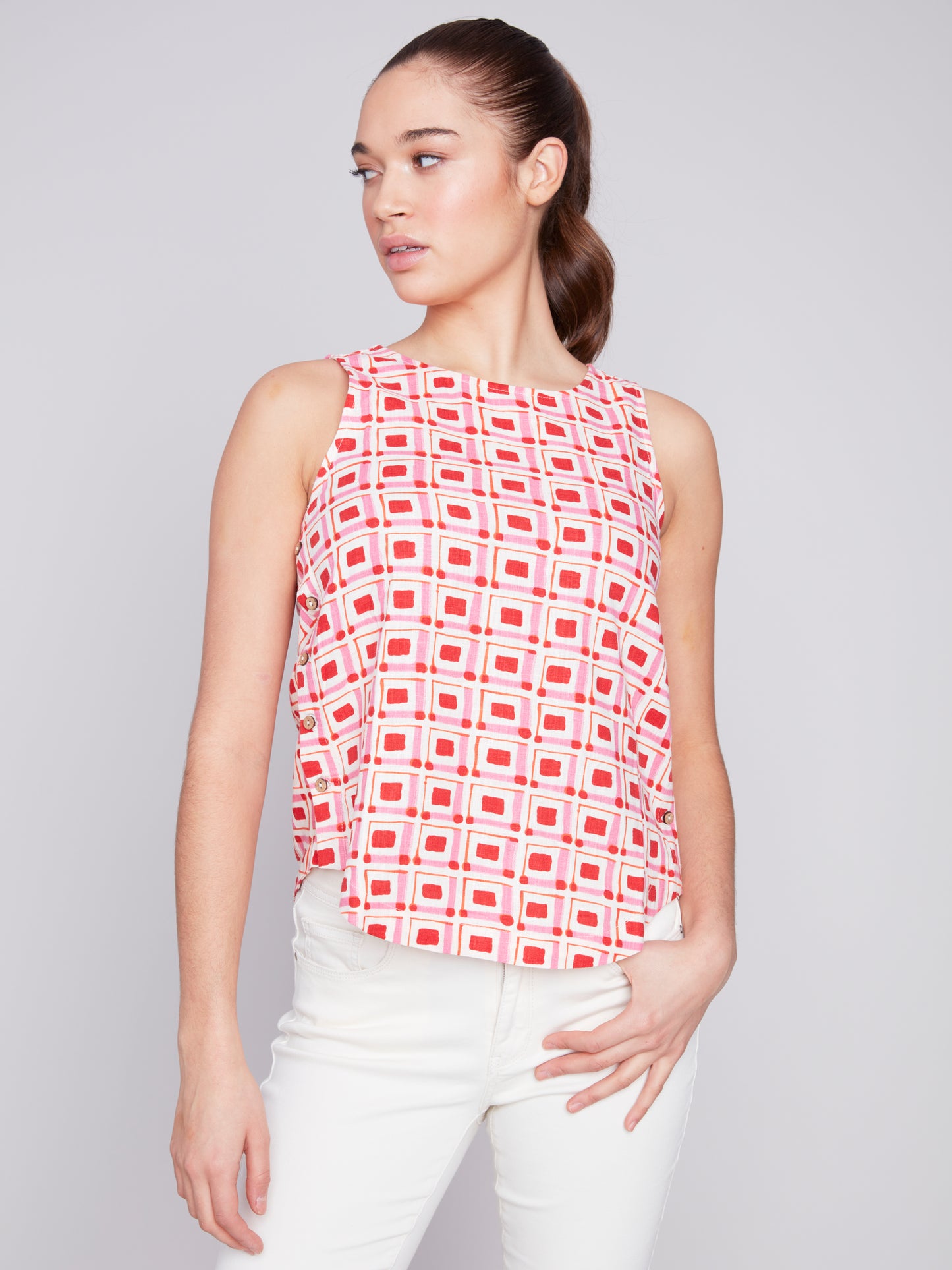 Charlie B Sleeveless Linen Tank