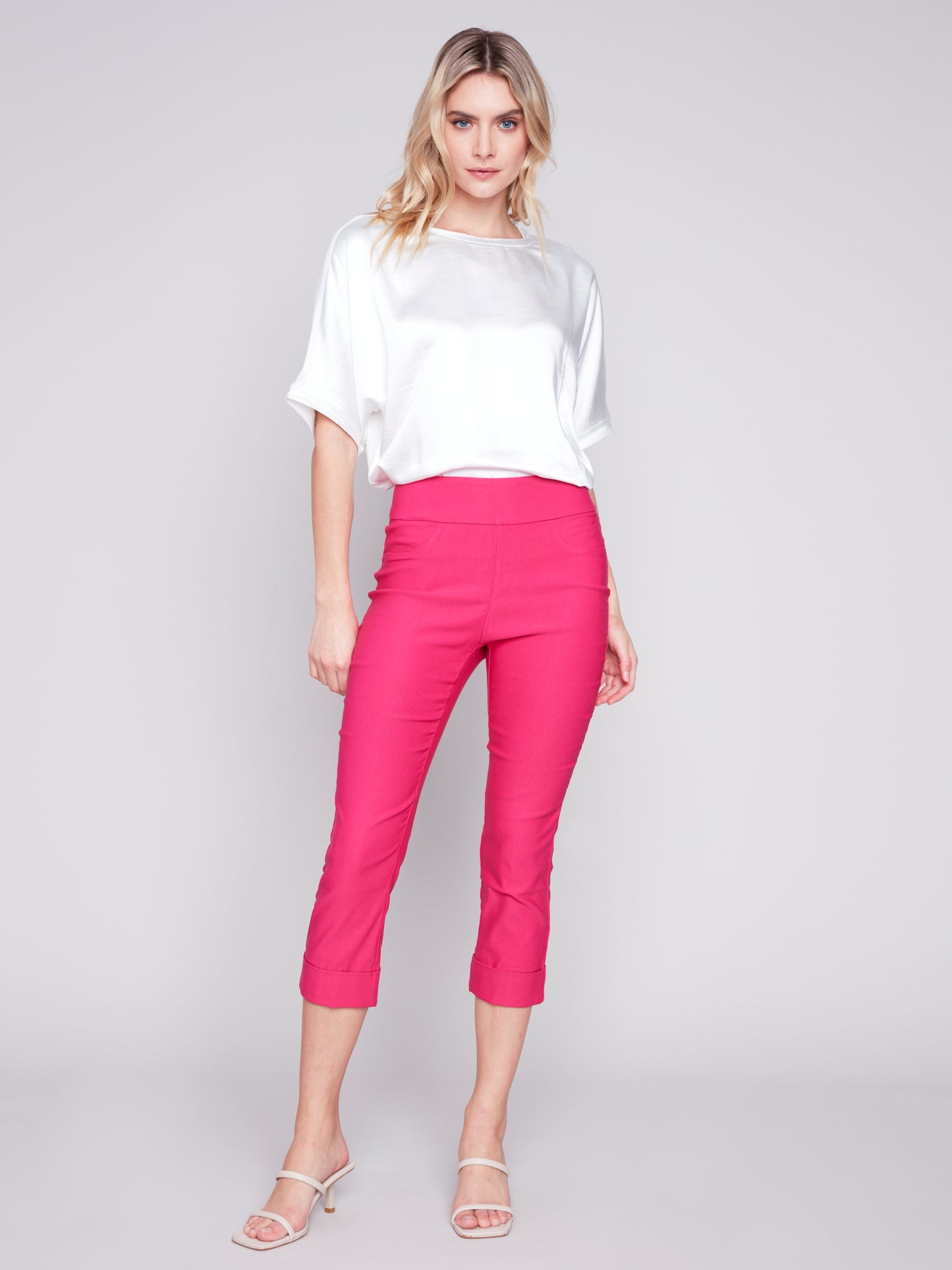 Charlie B Pull on Stretch Capri's Barbie Pink