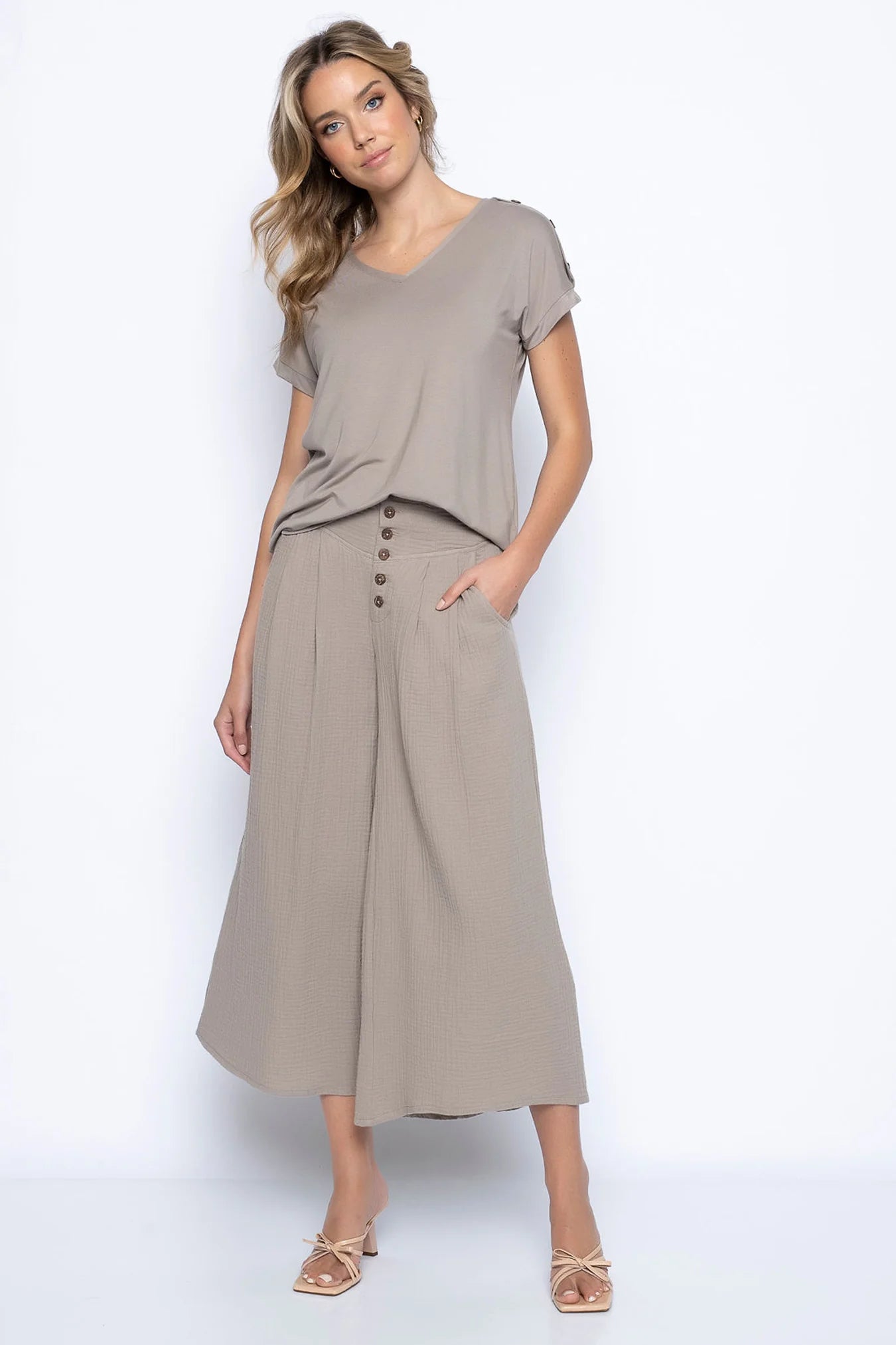 Picadilly Taupe Wide Leg Pants
