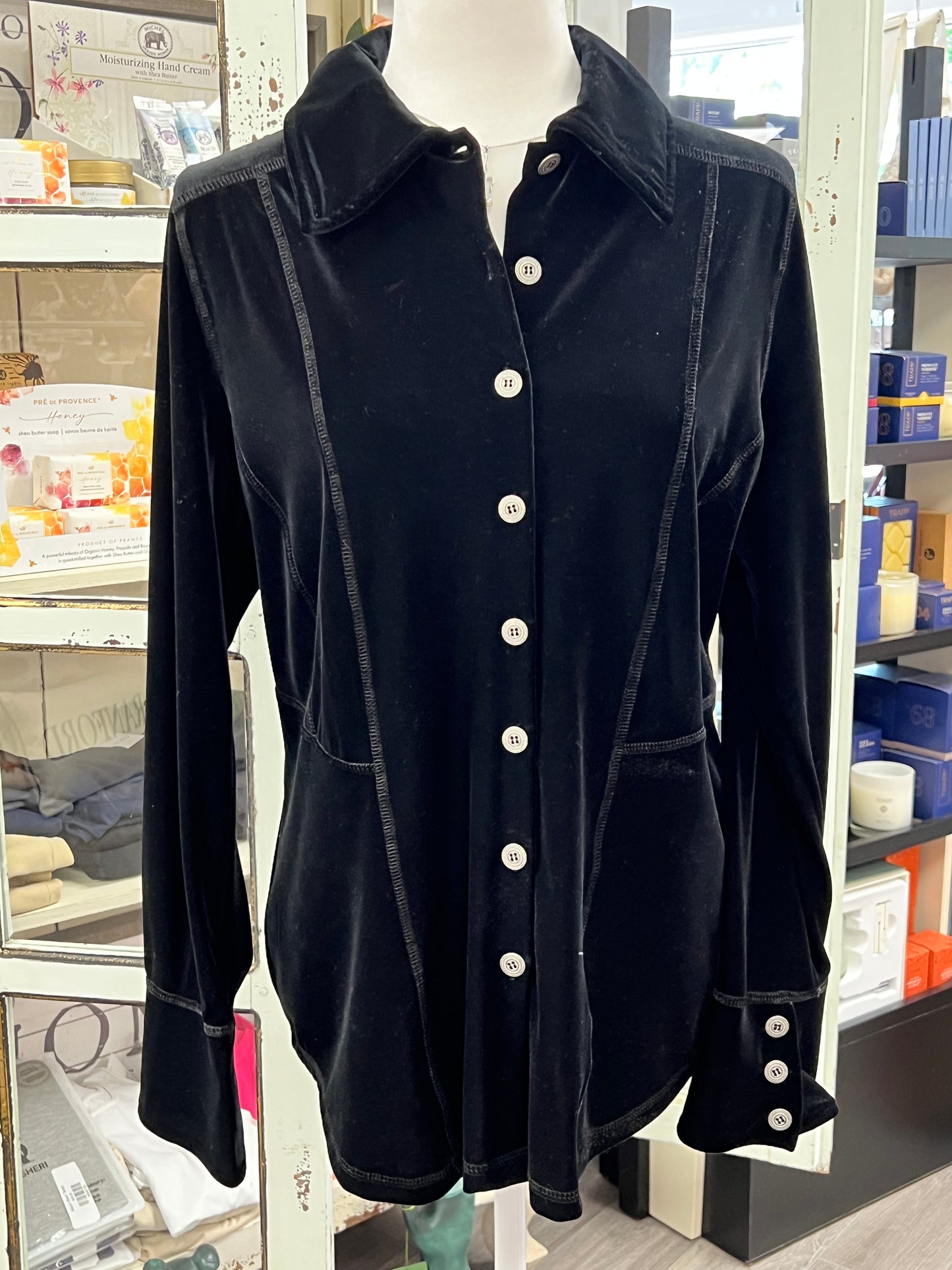 Sno Skin Velvet Button Down Top