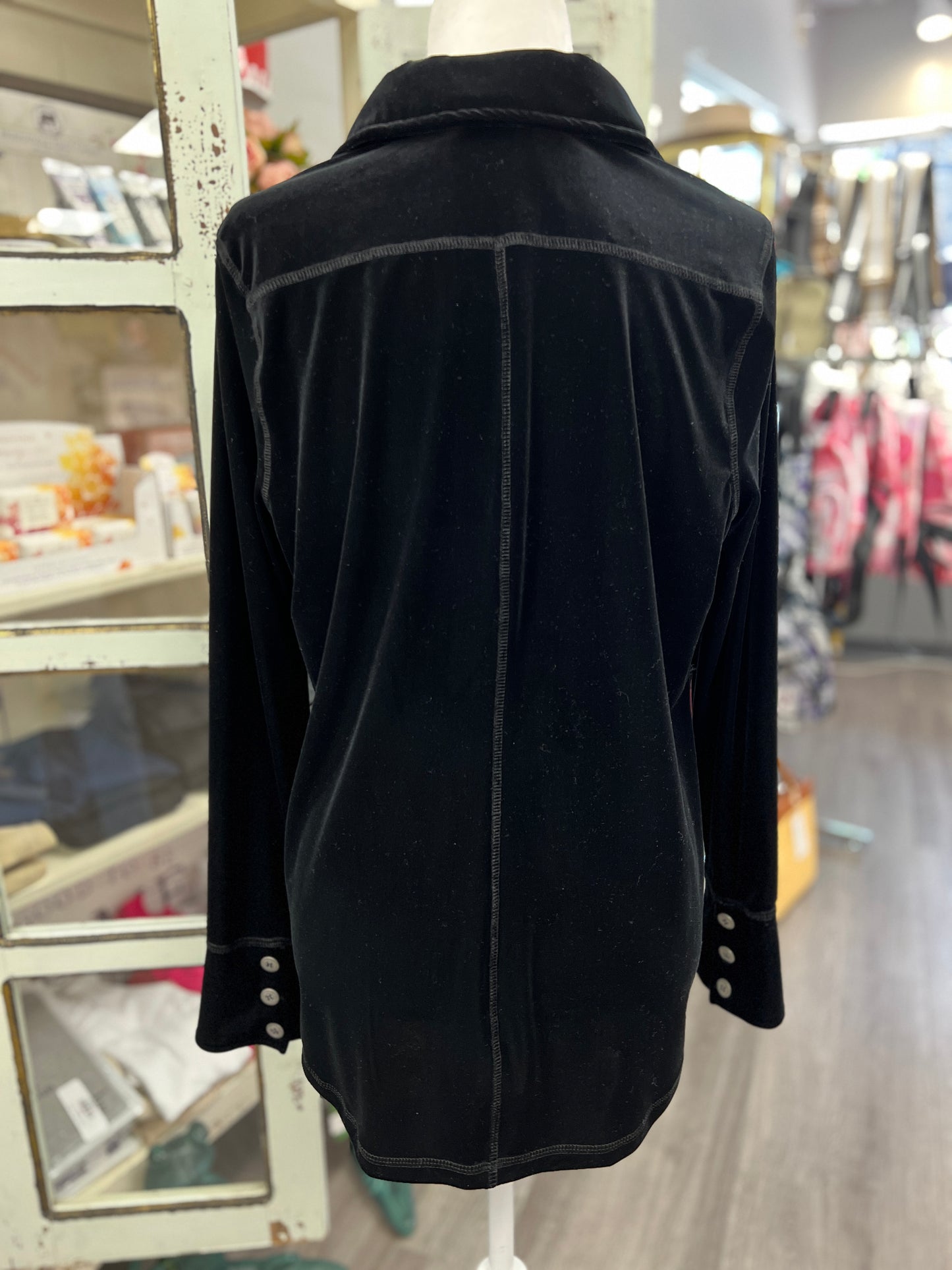 Sno Skin Velvet Button Down Top