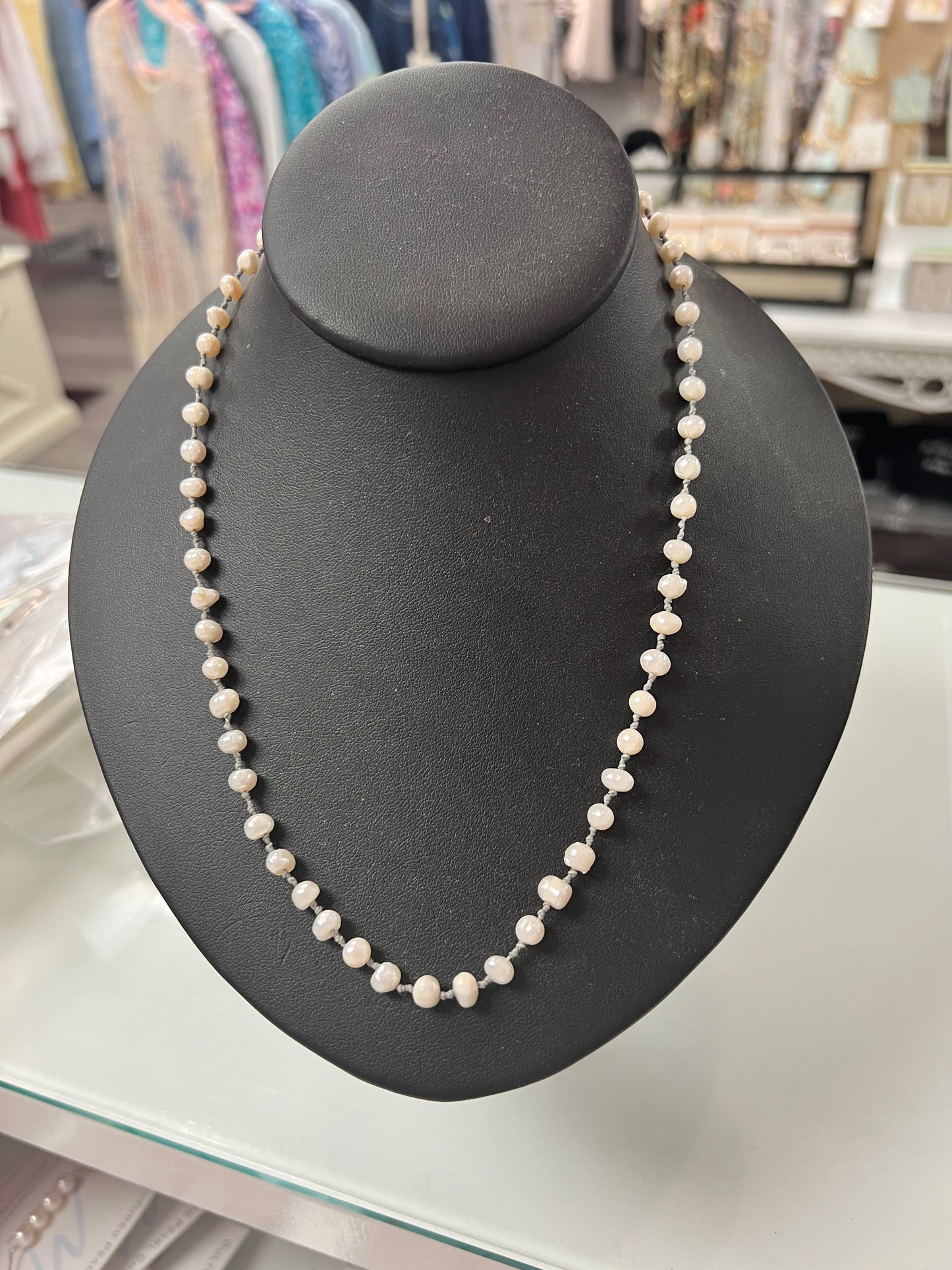 Crossroads Pearl Necklace on Dk wax