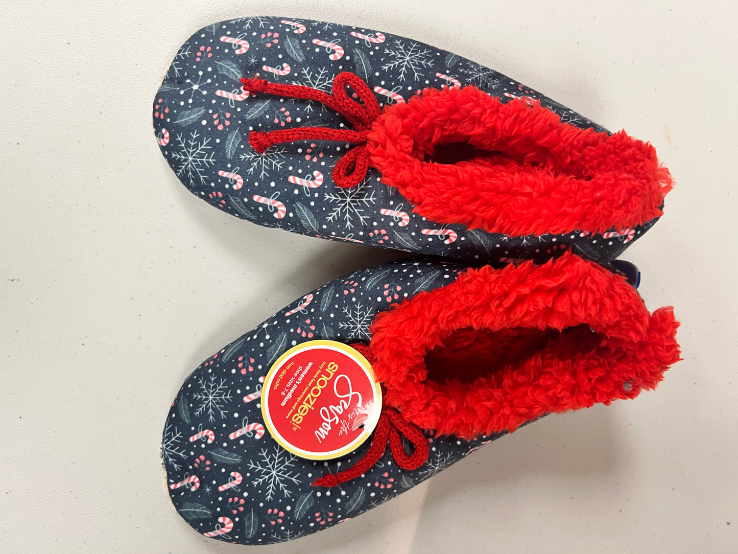 Snoozies Candy Cane Slippers