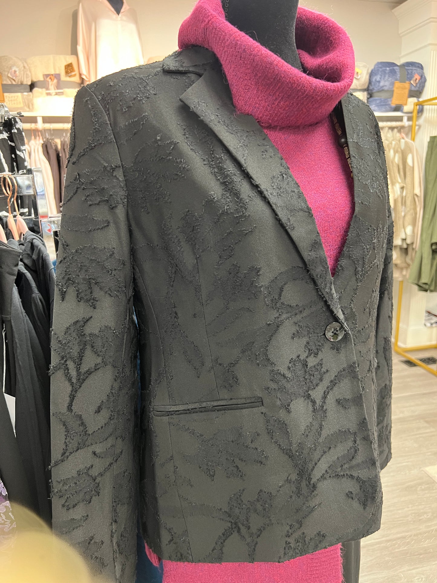 Carre Noir Woven Blazer Black