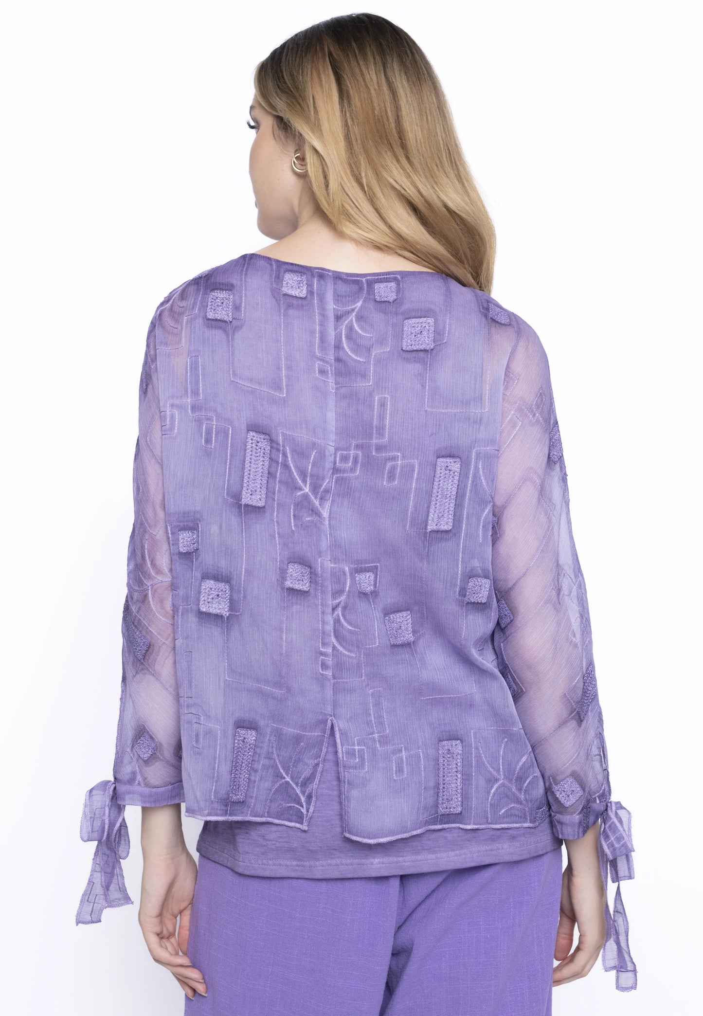 Picadilly Lavender Geo Lined Blouse