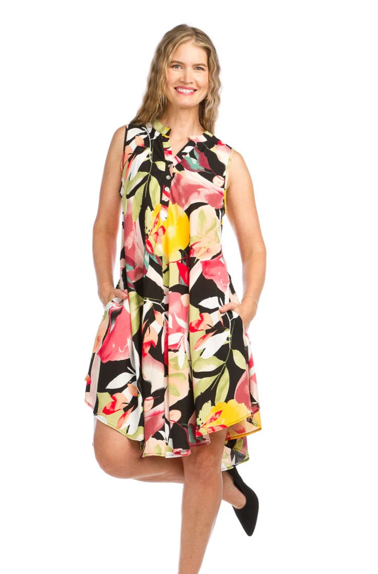 Papillon Black Floral A Line dress