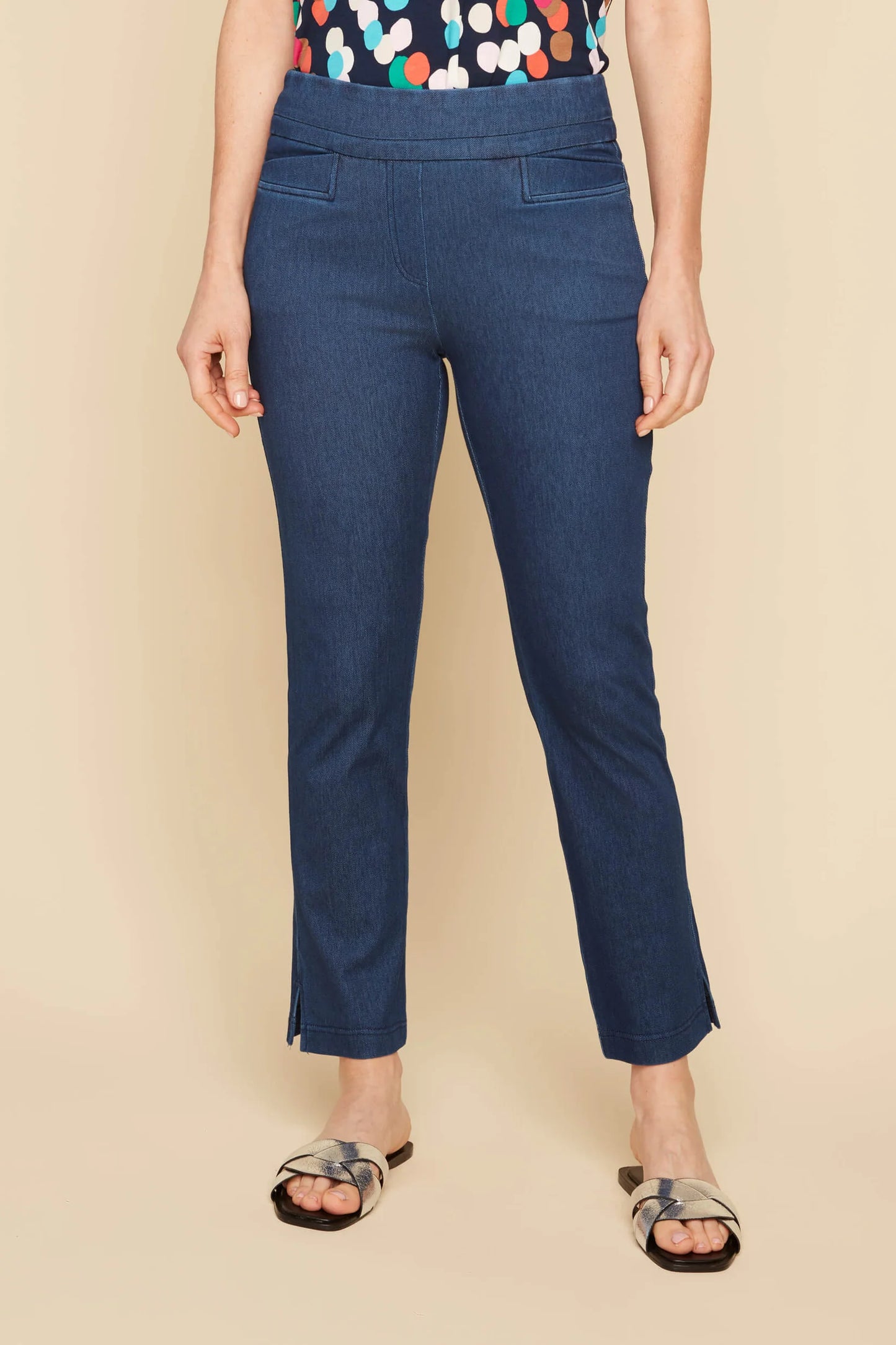 Renuar Denim Tencel Straight Leg Pull up Pants