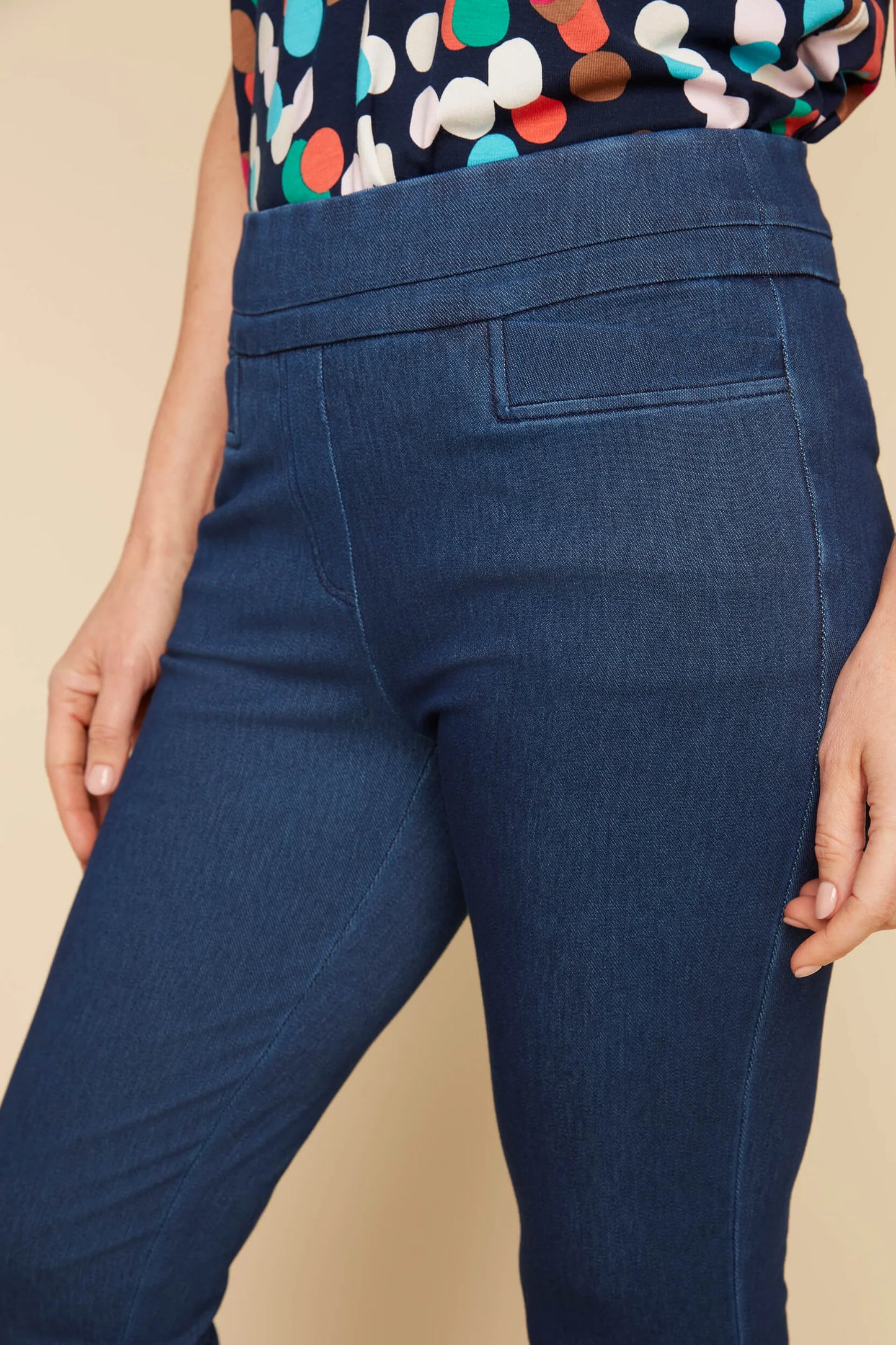 Renuar Denim Tencel Straight Leg Pull up Pants