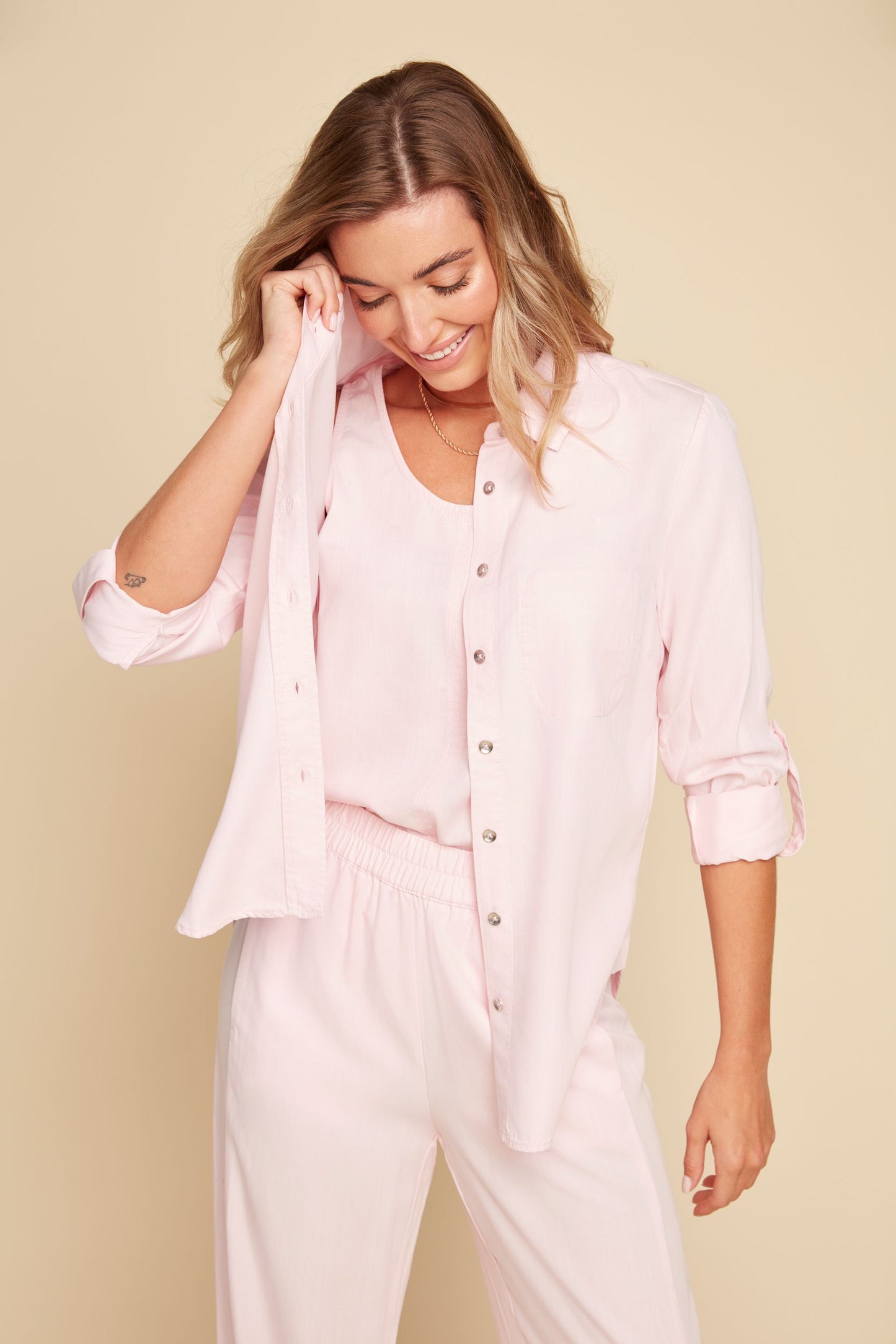 Renuar Collared Linen Blouse in Ballerina