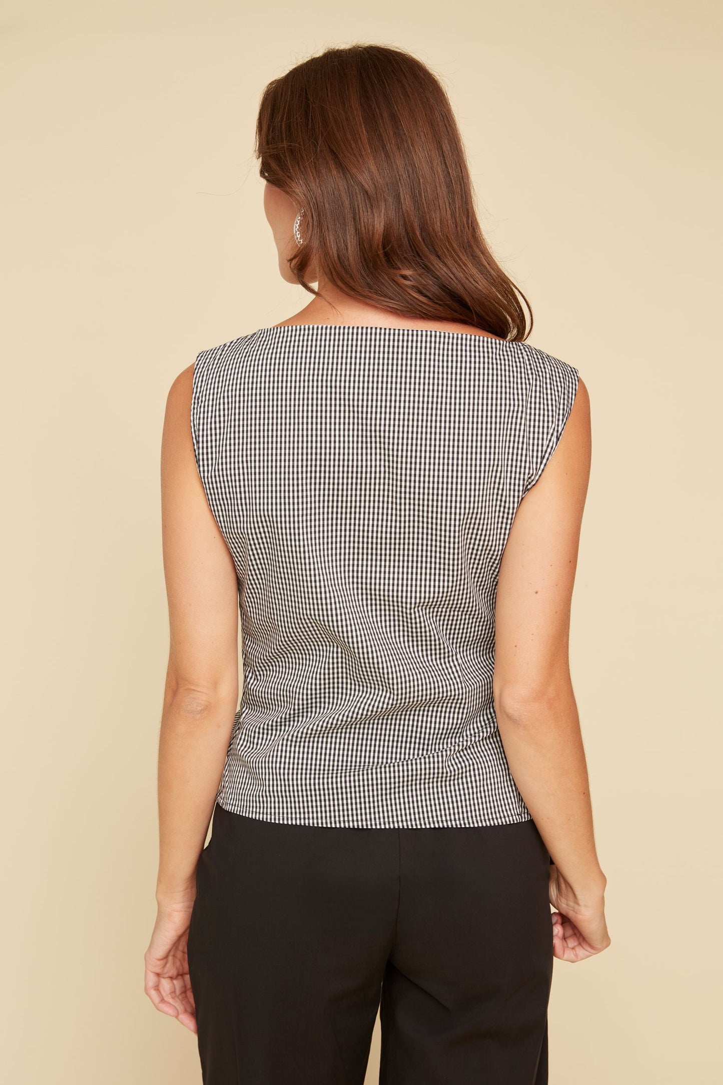 Renuar Sleeveless Gingham Side Tie Blouse