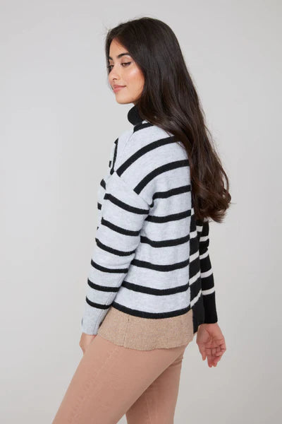 Renuar Color Block Striped Turtle Neck