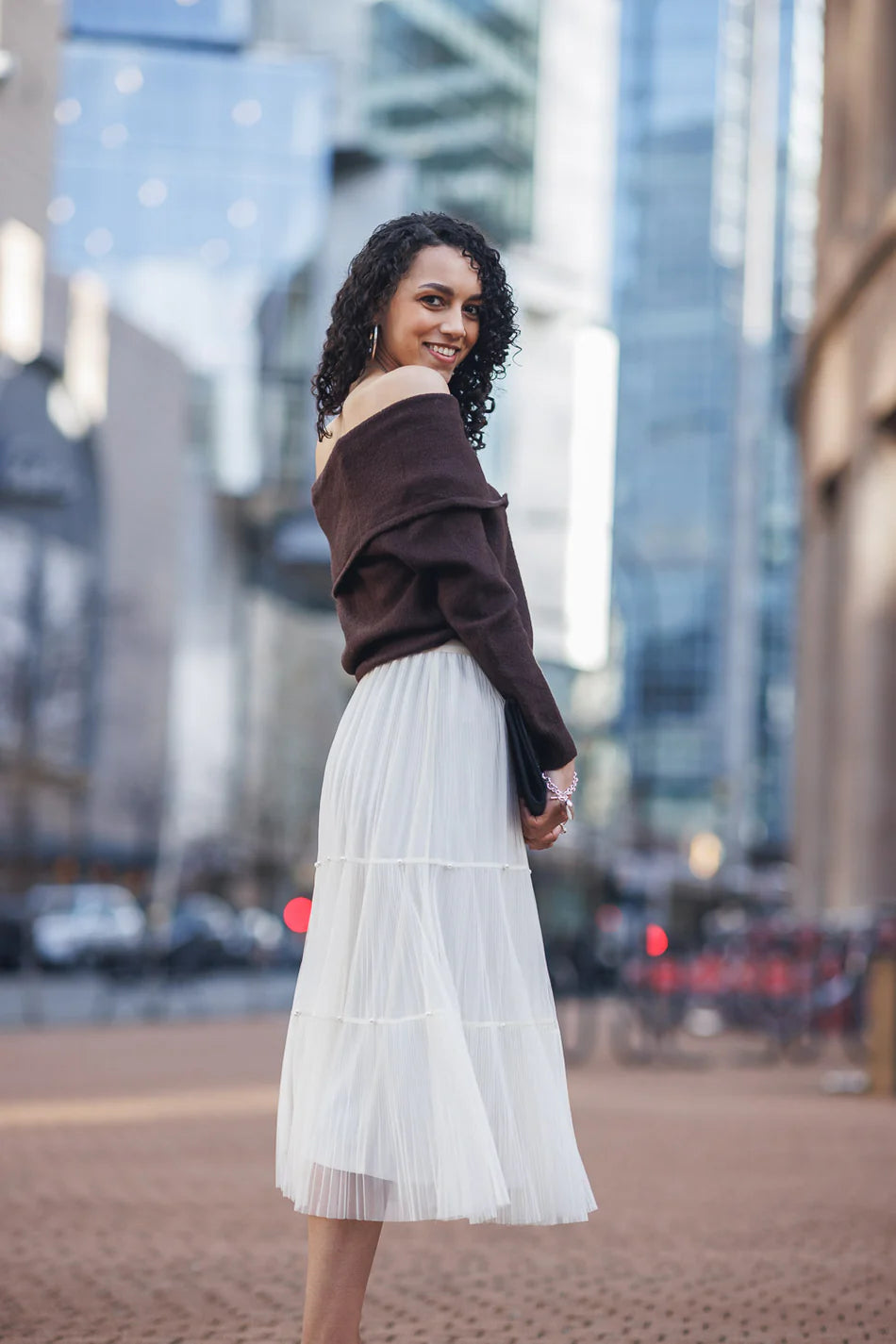 Papillon Tiered Tulle Skirt in Cream
