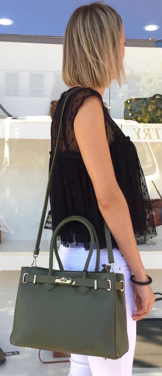 JiJou Capri Leather Structured Handbag