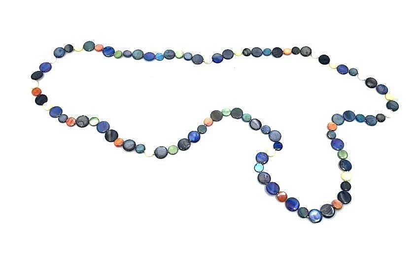 2033 - Navy Fruit Salad Single Strand MOP Necklace