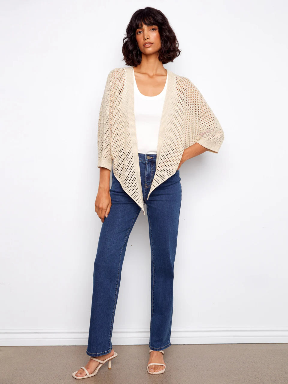 Charlie B Lurex Tie Front Bolero