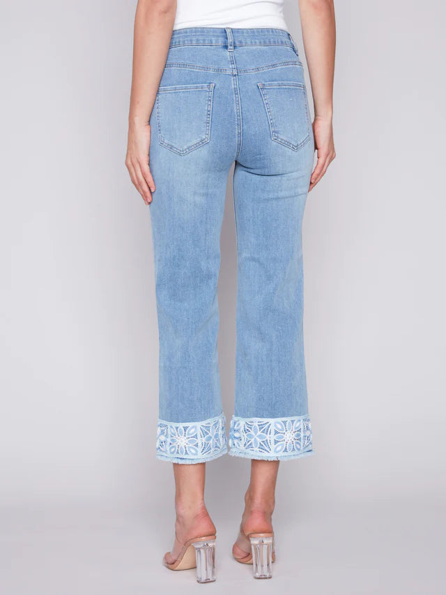 Charlie B Printed Cuff Ankle Jeans