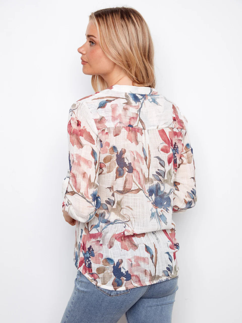 Charlie B Gauze Floral 3/4 Sleeve Blouse