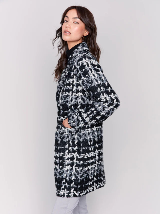 Charlie B Boucle Coat Black/Gray