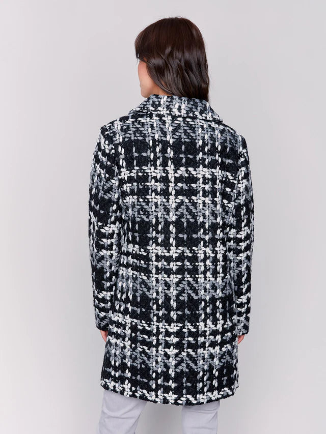 Charlie B Boucle Coat Black/Gray