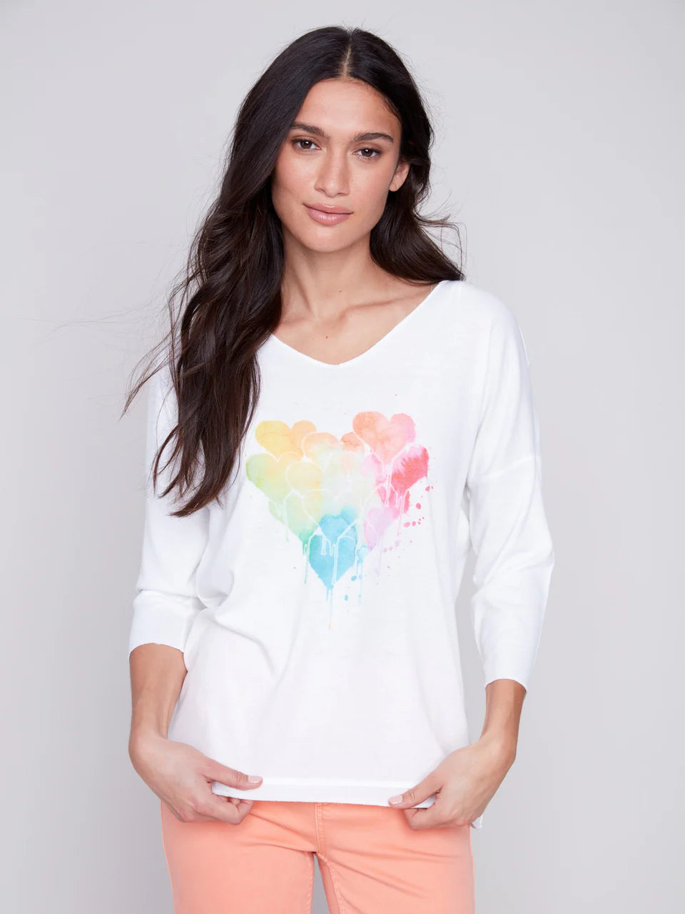 Charlie B Knit V Neck Top