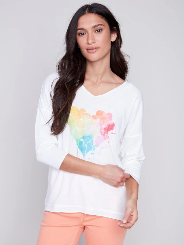 Charlie B Knit V Neck Top