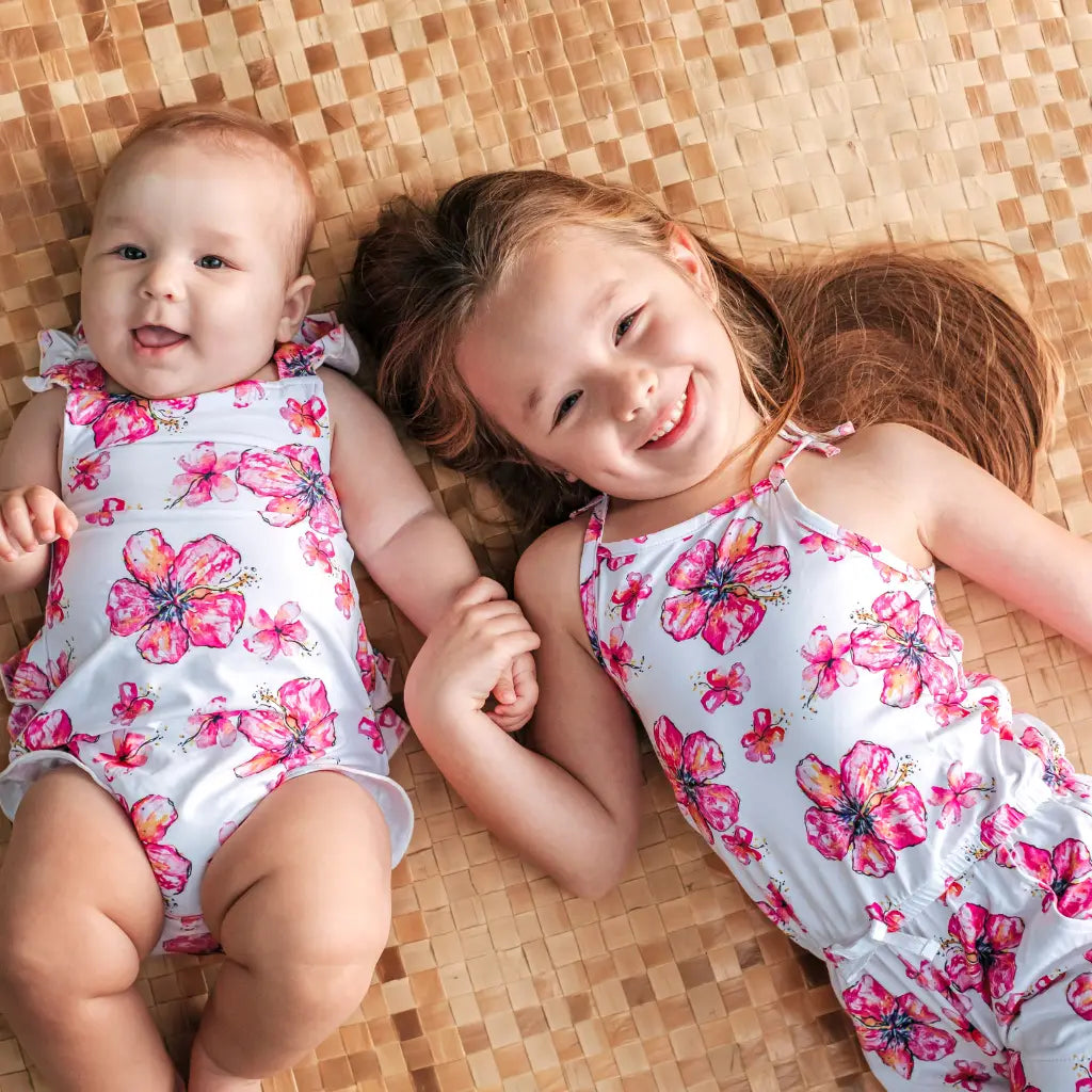 Hibiscus Ruffle Bamboo Romper