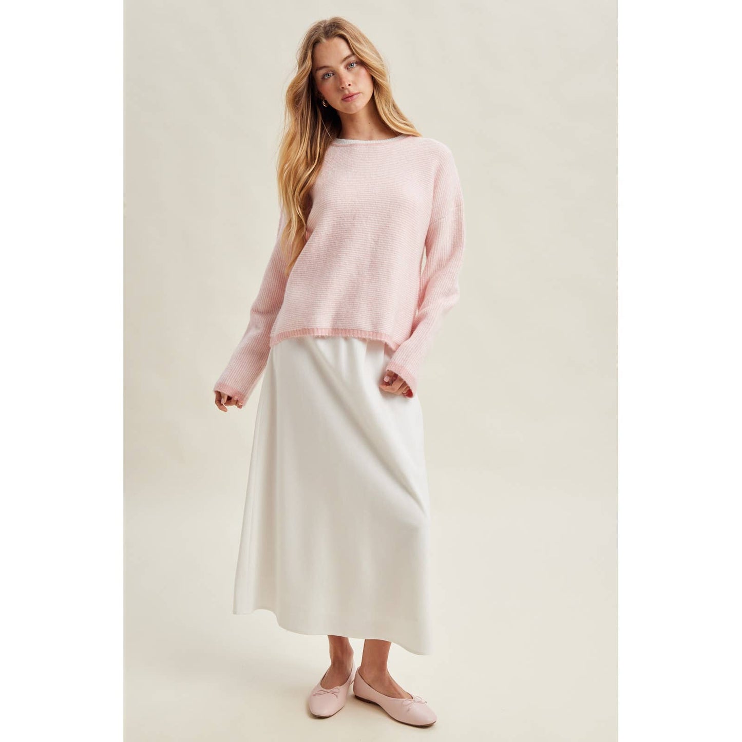 STRIPE DROP SHOULDER SWEATER / WL26-12702