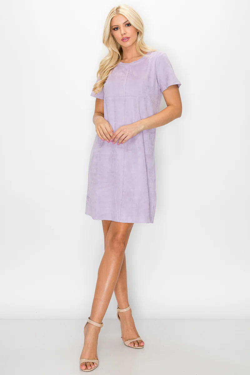 Joh Audrey Suede Lilac Dress with Pockets