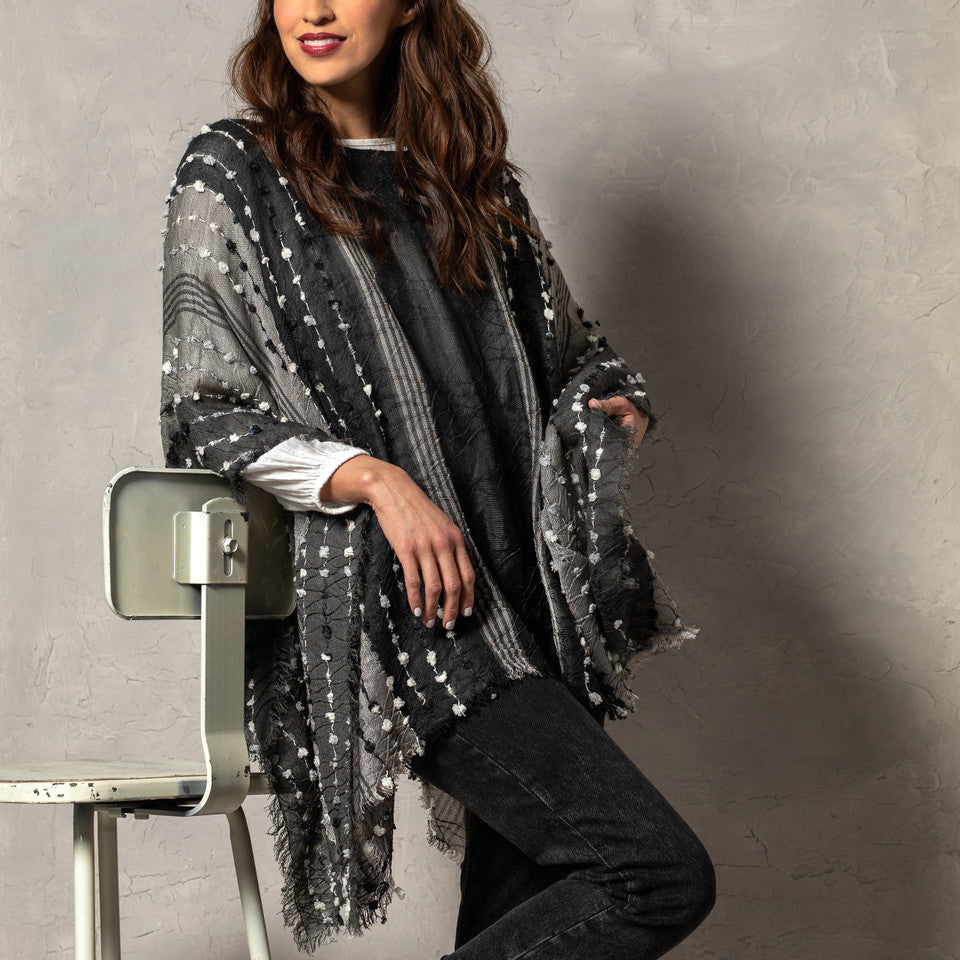 Demdaco Textured Poncho Black