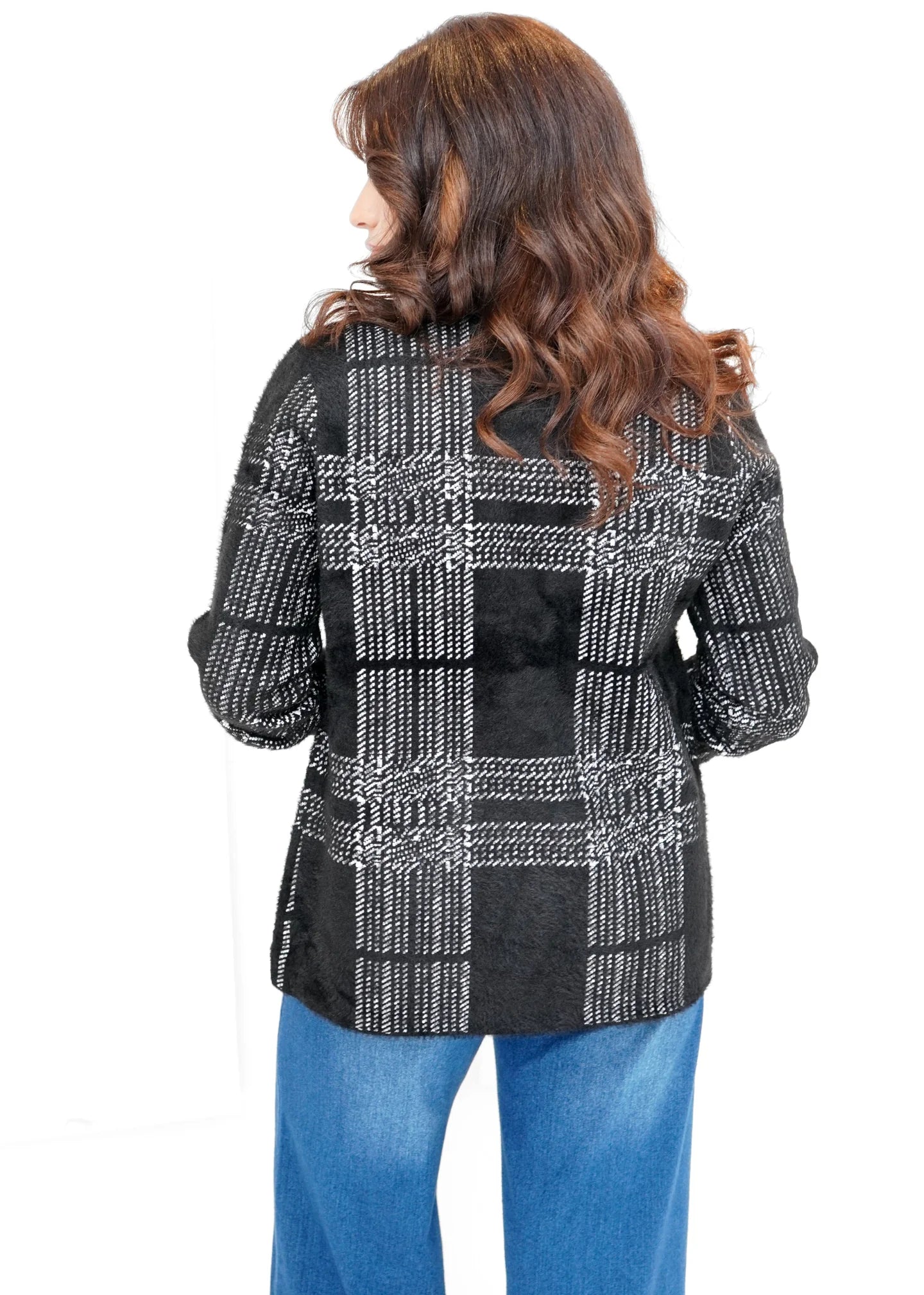 Carre Noir Plaid Blazer Cardigan