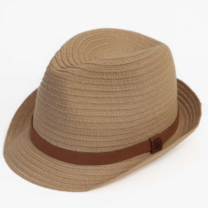 Calikids Tan Raffia Boys Flexi hat