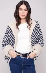 Charlie B Chevron Boucle Short Jacket