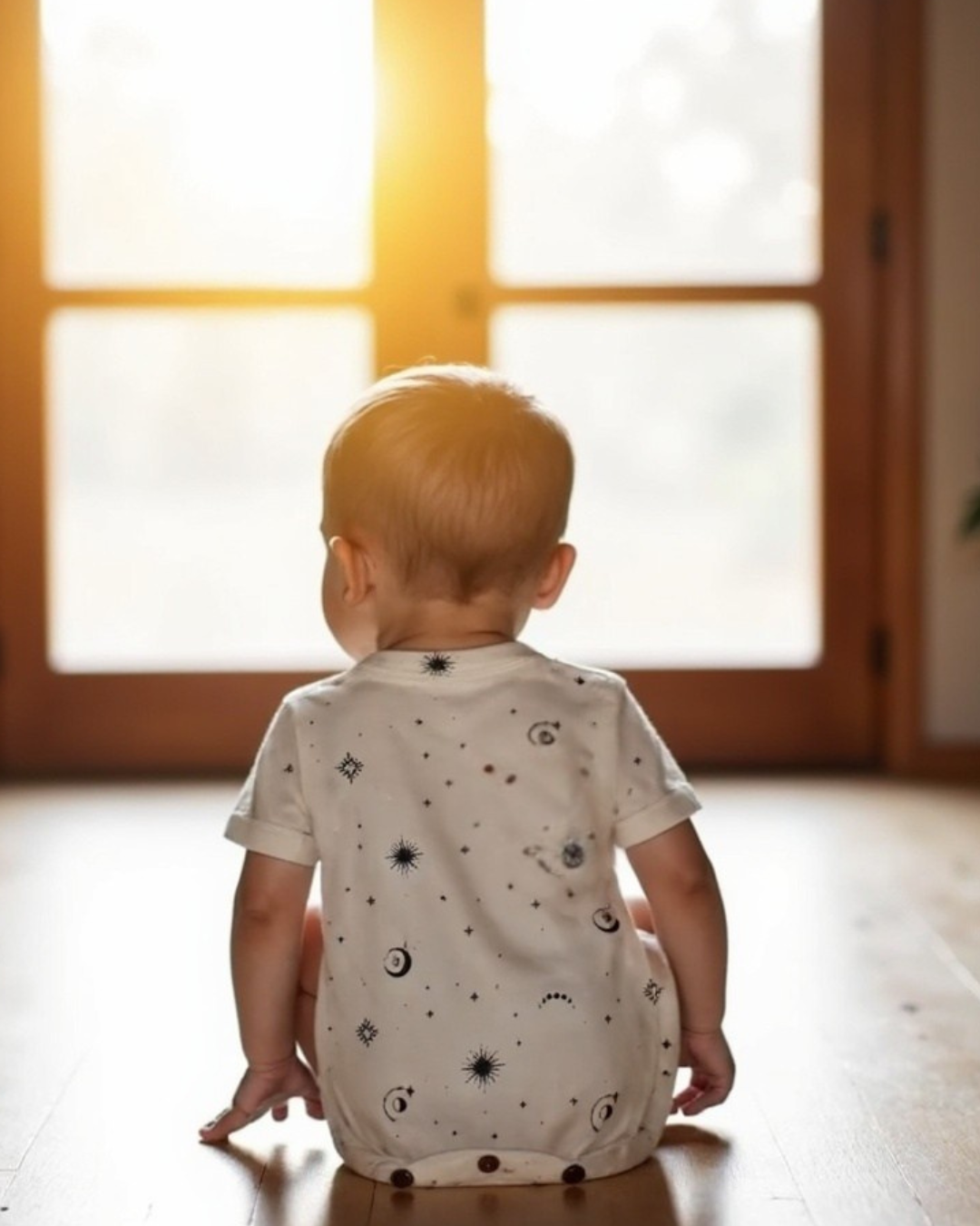 Baby kid organic short sleeve romper | celestial stars