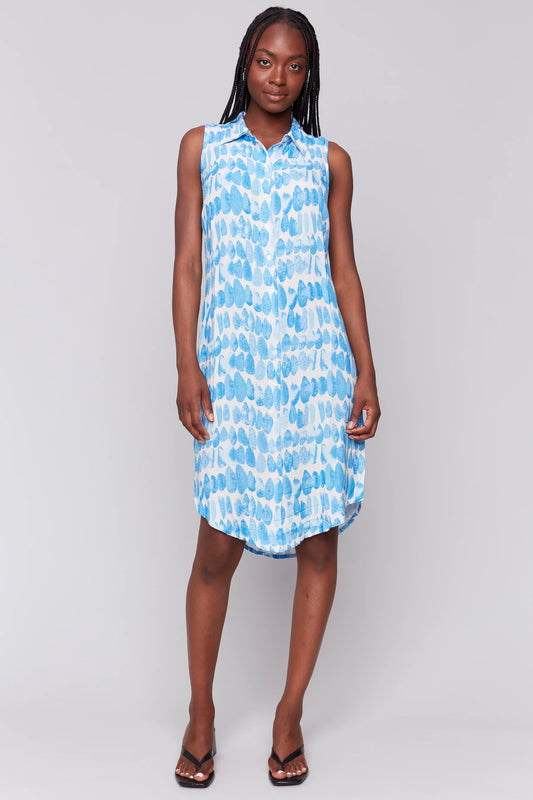 Charlie B Printed Sleeveless Shirt Dress