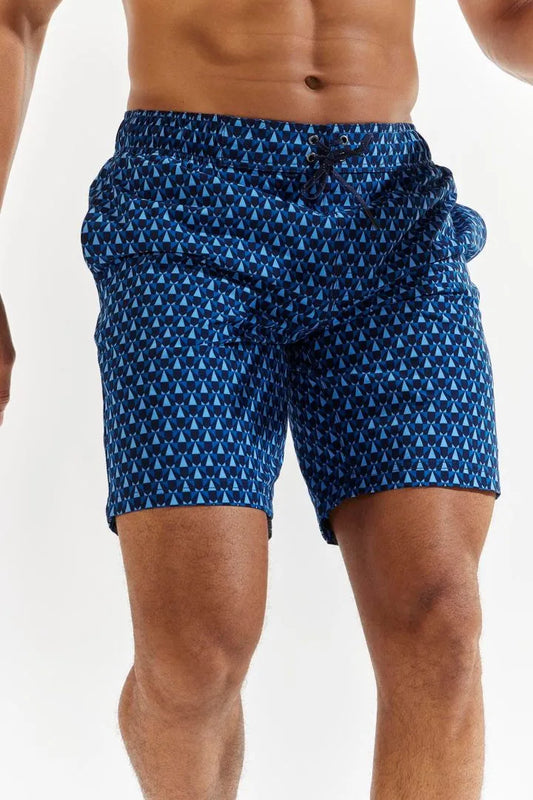 Coolibar Mens Swim Trunk Deep Sea Geo