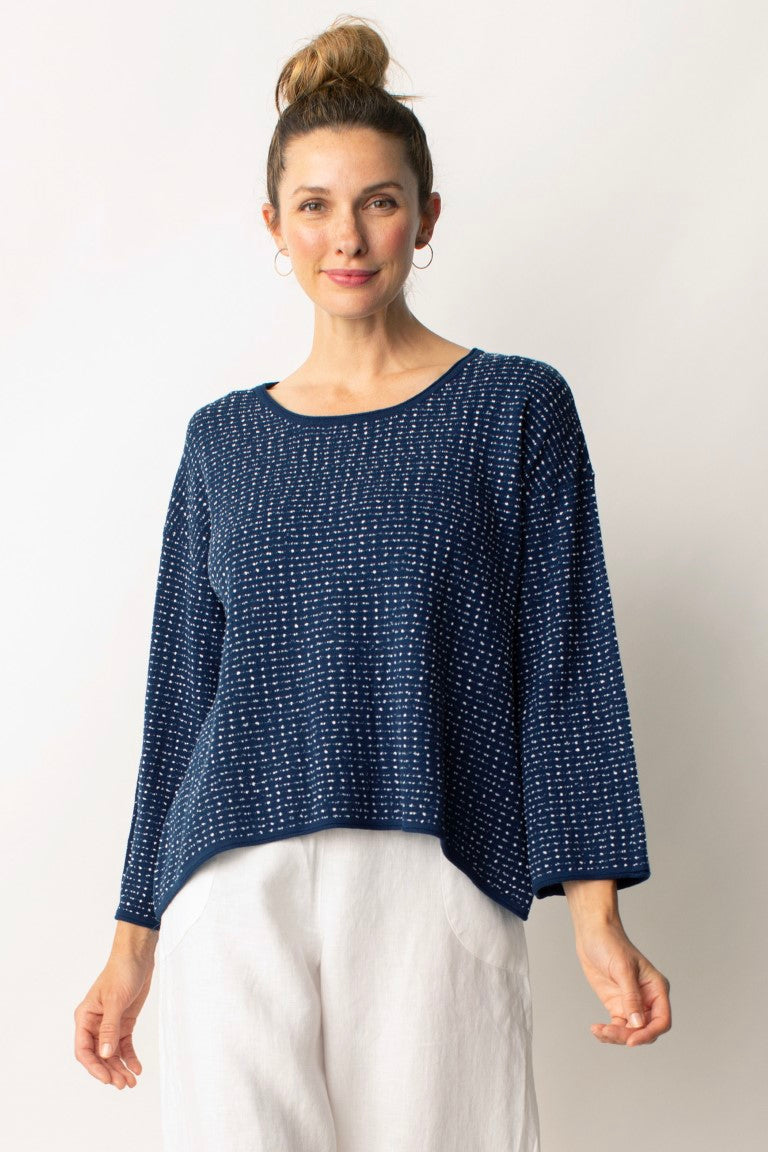 Liv Textures Swing Navy Sweater