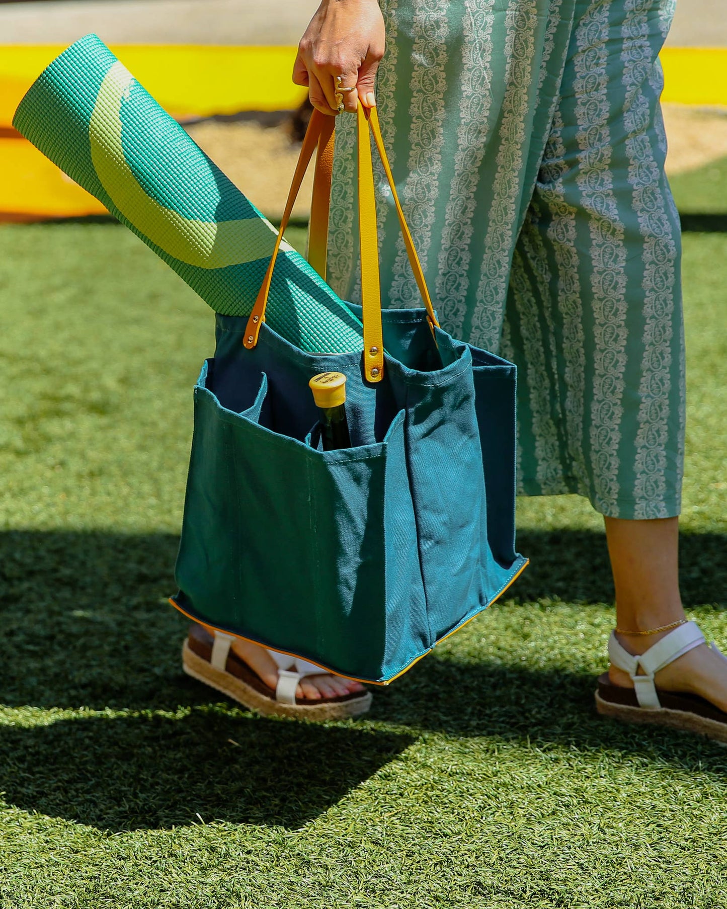 Heavy Canvas Tote Bag | Reusable Multi-Pocket Market Tote